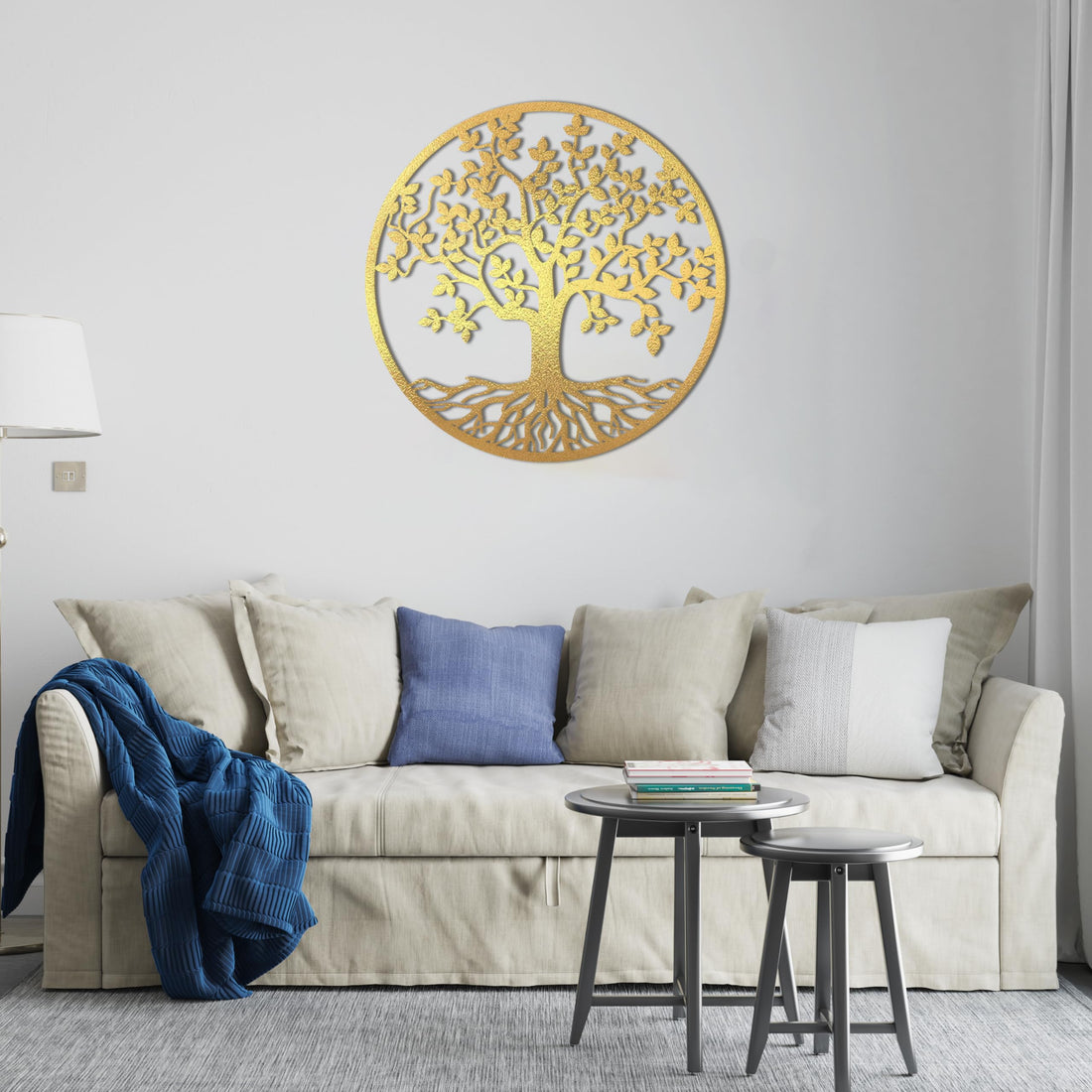 Home gallery Decorative tree of life wooden wall Art 80X80 cm Gold