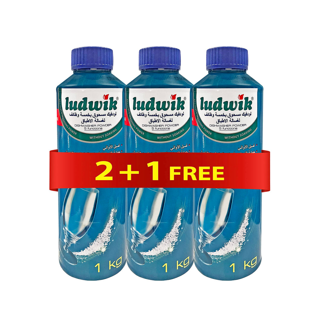 Ludwik Dishwasher Powder with 5 Functions - 1 kg (Pack of 3)