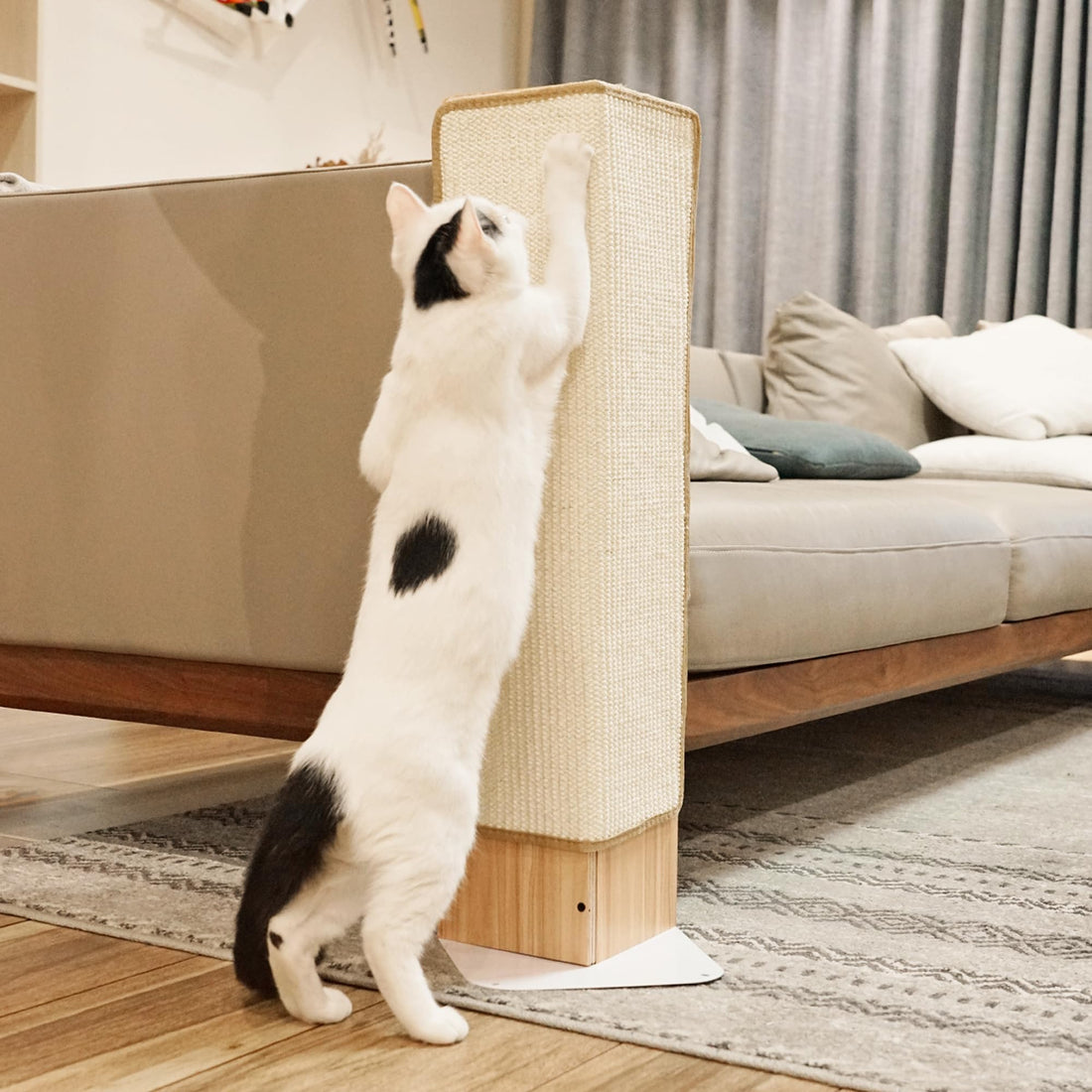 PETKARAY Cat Scratcher, Sisal Corner Cat Scratch Pad, Durable Scratching Board for Indoor Cats, Wall Scratcher Furniture Protector with Catnip