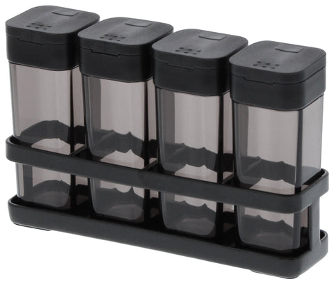 Yamazaki Home Spice Bottles With Rack - Kitchen Pantry Organizer Containers, Steel + Plastic, 1.69 oz. | 50 ml per shaker, Airtight, Lid, No Assembly Req.