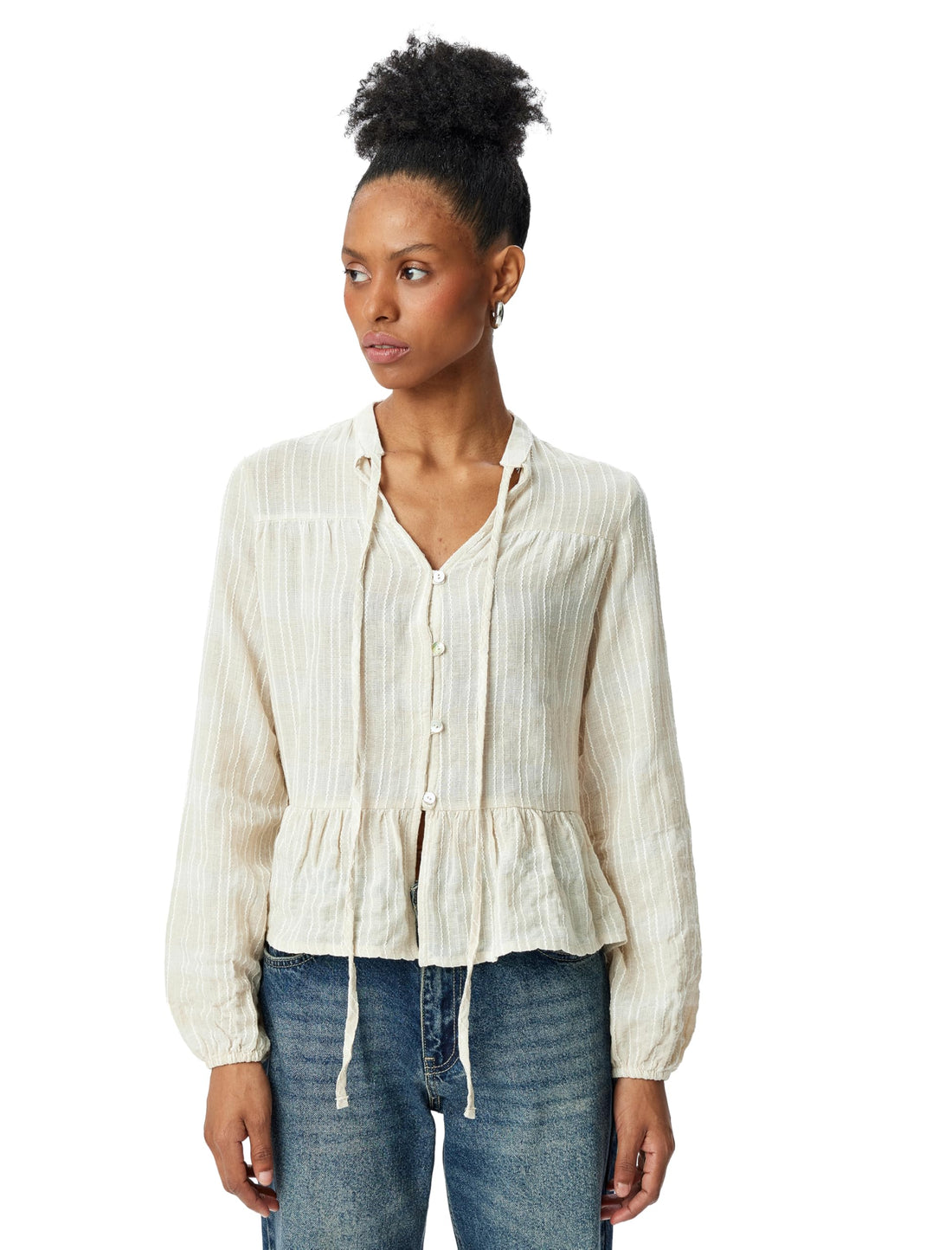 KOTON Womens Mandarin Collar Blouse Modern