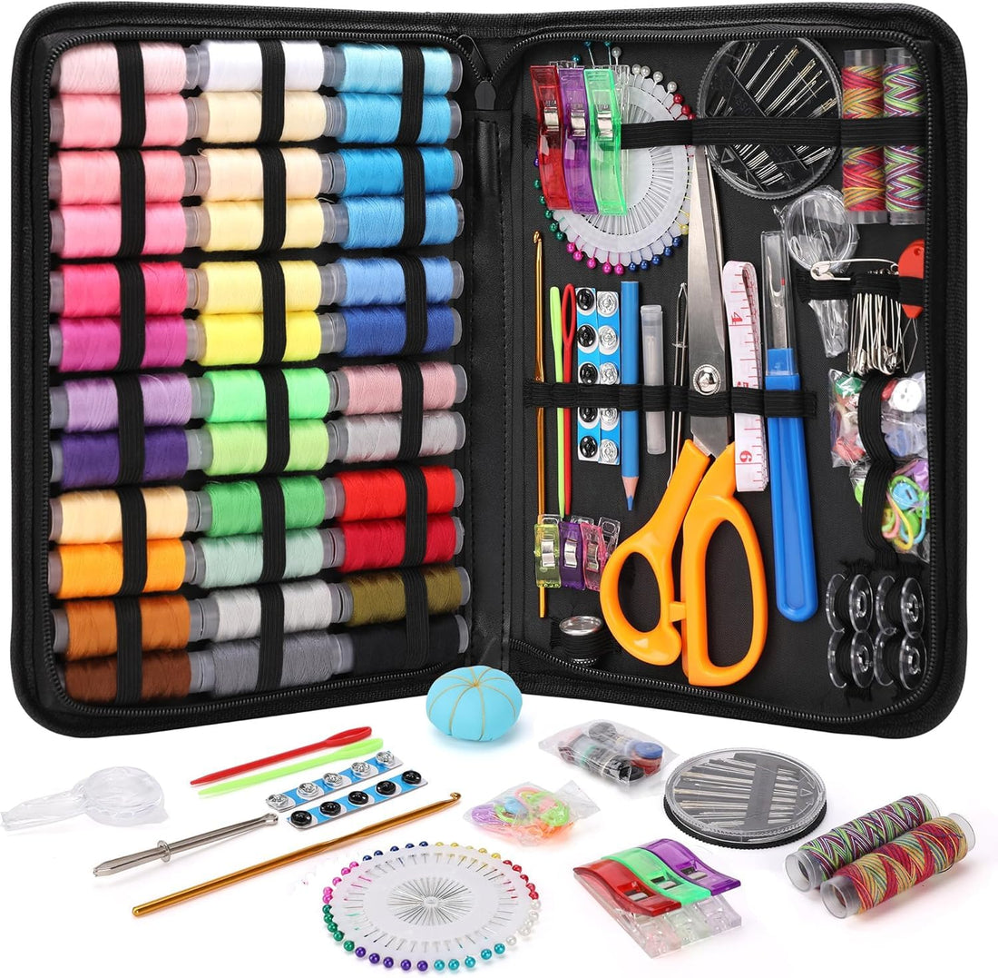 KIDSZONE Sewing Kit Christmas Gifts for Grandma, Mom, Adults, Kids, Beginner, Traveler, Emergency, Portable Sewing Supplies Contains Soft Tape Measure, Scissors, Thread, Sewing Needle etc (XX Large)