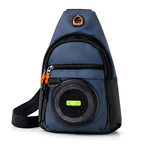 Bag with Bluetooth Speaker - Versatile crossbody chest bag designed for men featuring a built-in Bluetooth speaker, perfect for music lovers on the go.