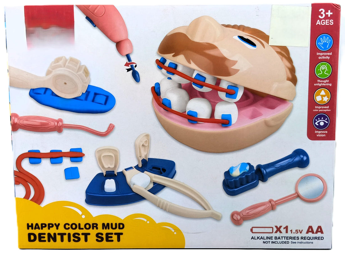 Happy Color Mud Dentist Set Toy for Ages 3 to 12, with Toy Accessories, Plastic