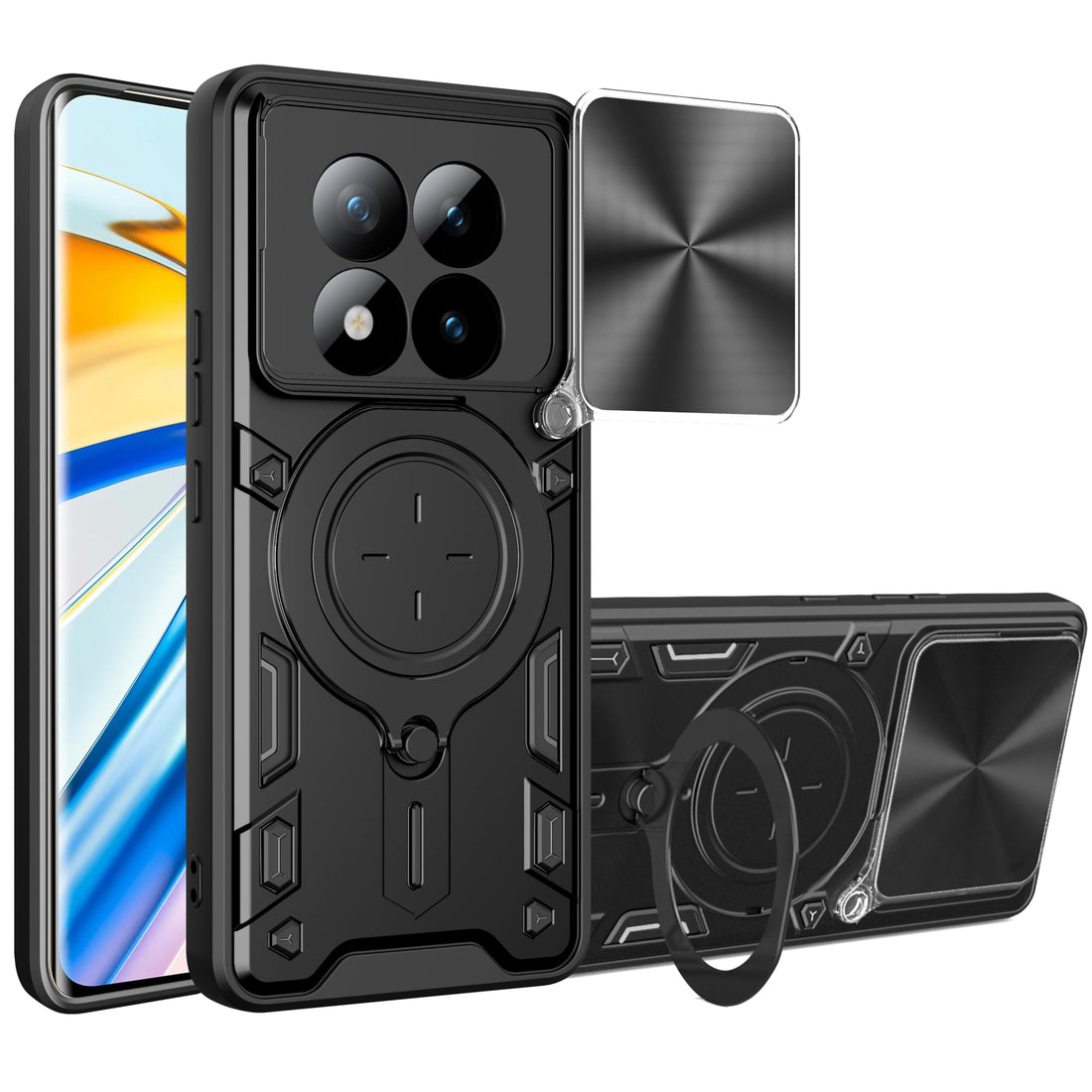 Case Cover Shock resistant UNBLACK Sliding CamShield TPU + PC CD Ring Compatible with Redmi Note 15 Pro Plus 5G (Black)