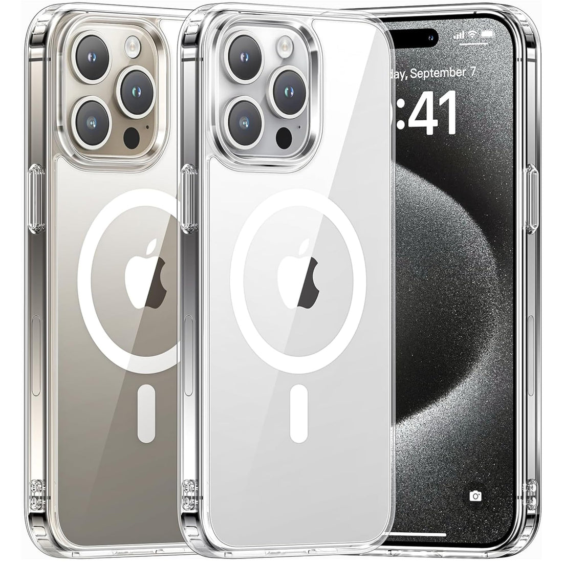 Crystal Clear iPhone 15 Pro Case for 6.1 Inch - Compatible with MagSafe, Not Yellowing, Shockproof Cover, Anti-Scratch, Lightweight, Slim Acrylic Material, Transparent Magnetic Case for iPhone 15 Pro