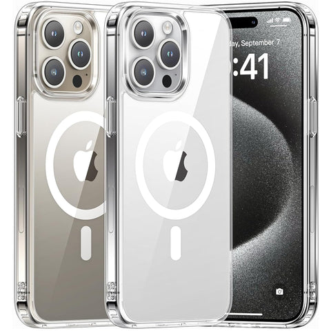 Crystal Clear iPhone 15 Pro Case for 6.1 Inch - Compatible with MagSafe, Not Yellowing, Shockproof Cover, Anti-Scratch, Lightweight, Slim Acrylic Material, Transparent Magnetic Case for iPhone 15 Pro