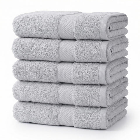 Guest Towel Set 100% Cotton | Cairo Brand 600 GSM | Pack 5 or 10 Pieces | Size 30 x 30 cm | Highly Absorbent (5, Silver Grey)