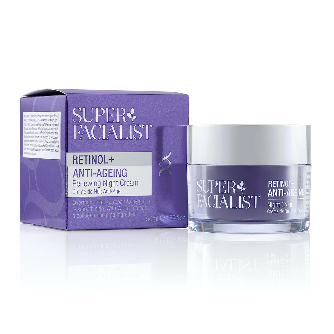 Super Facialist Retinol+ Anti Ageing Renewing Night Cream, Reduce Wrinkles and Fine Lines Overnight, 50 ml