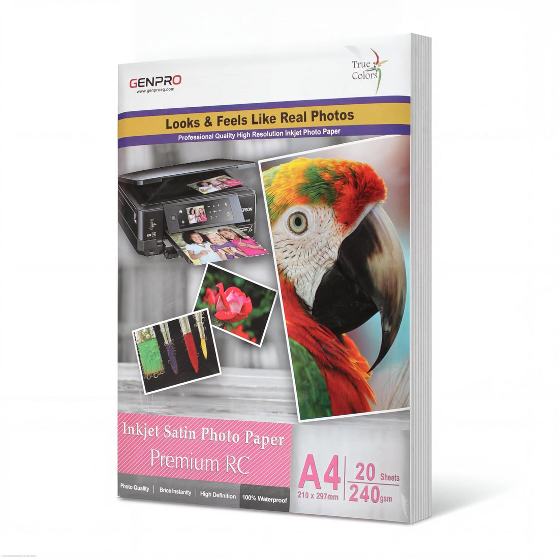 GENPRO Photo Paper 21x29.7cm 240g Satin Waterproof A4 Photo Paper for Jet Printers