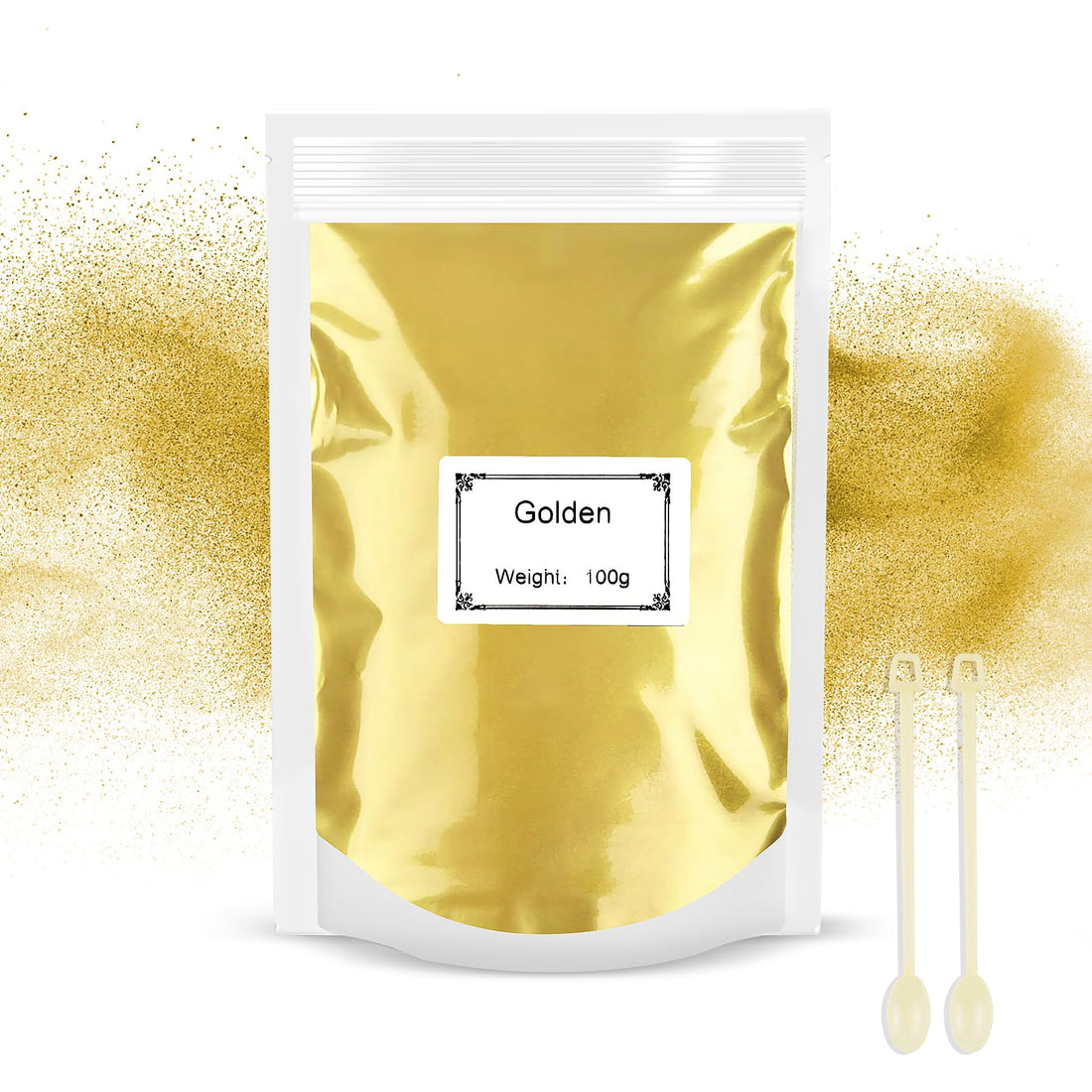 Rouclo 100g Mica Powder - Metallic Epoxy Resin Pigment - Soap Dye, Powder for Resin Making, Jewellery, Slime, Bombs, Bath, Candles (Gold)