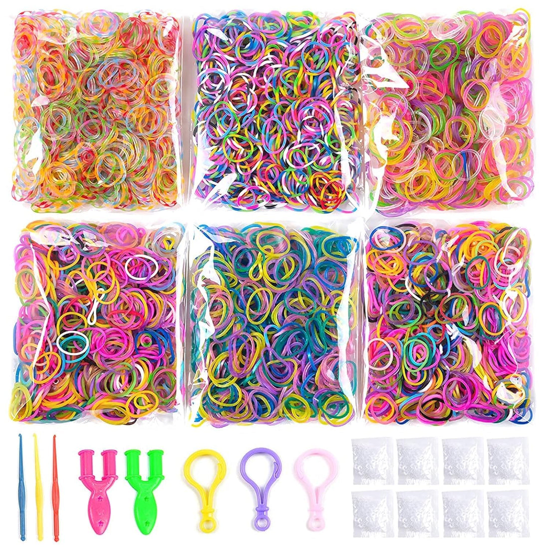 CBL 3700+ Loom Rubber Bands Refill Kit Rubber Bands for Bracelet Making Set with 3600 Mixed Color Bands ,S-Clips ,Crochet Hooks, Backpack Hooks, Y loom for Party,X-mas Birthday Gift