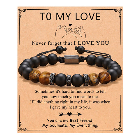 Mens Gifts for Boyfriend Husband Fiance Soulmate, To My Love Soulmate Grandpa Dad Son Grandson, Brother Anniversary Christmas Bracelet Gifts for Him, 5.5 inch, Stainless Steel