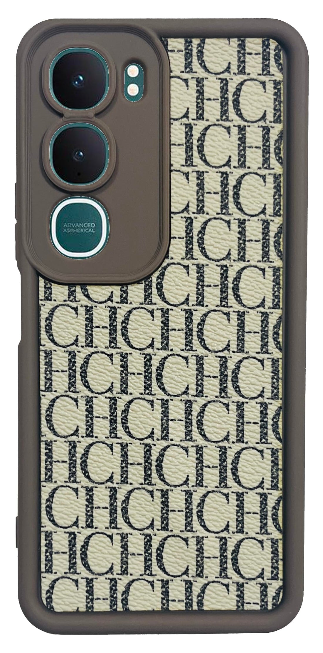(For Y21d) Xpress Back Cover Soft Silicon TPU With Leather Sticker and Camera Protection Case For Vivo Y21d Anti-Shock Cover (L.Brown.CH)