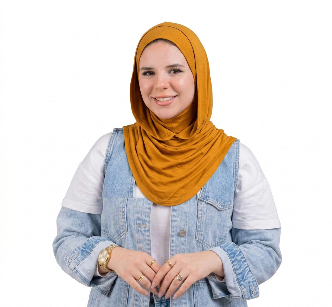 2-Piece Integrated Hoodie Hijab Set, Pure Lycra Cotton, Breathable Ninja Under-cap with Attached Hood Scarf, Modern Modest Headwear for Women