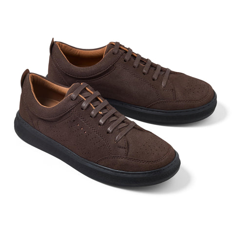 Men's Casual Sneakers – Faux Leather, Massage Insole, Natural Rubber Sole for Knee & Foot Comfort