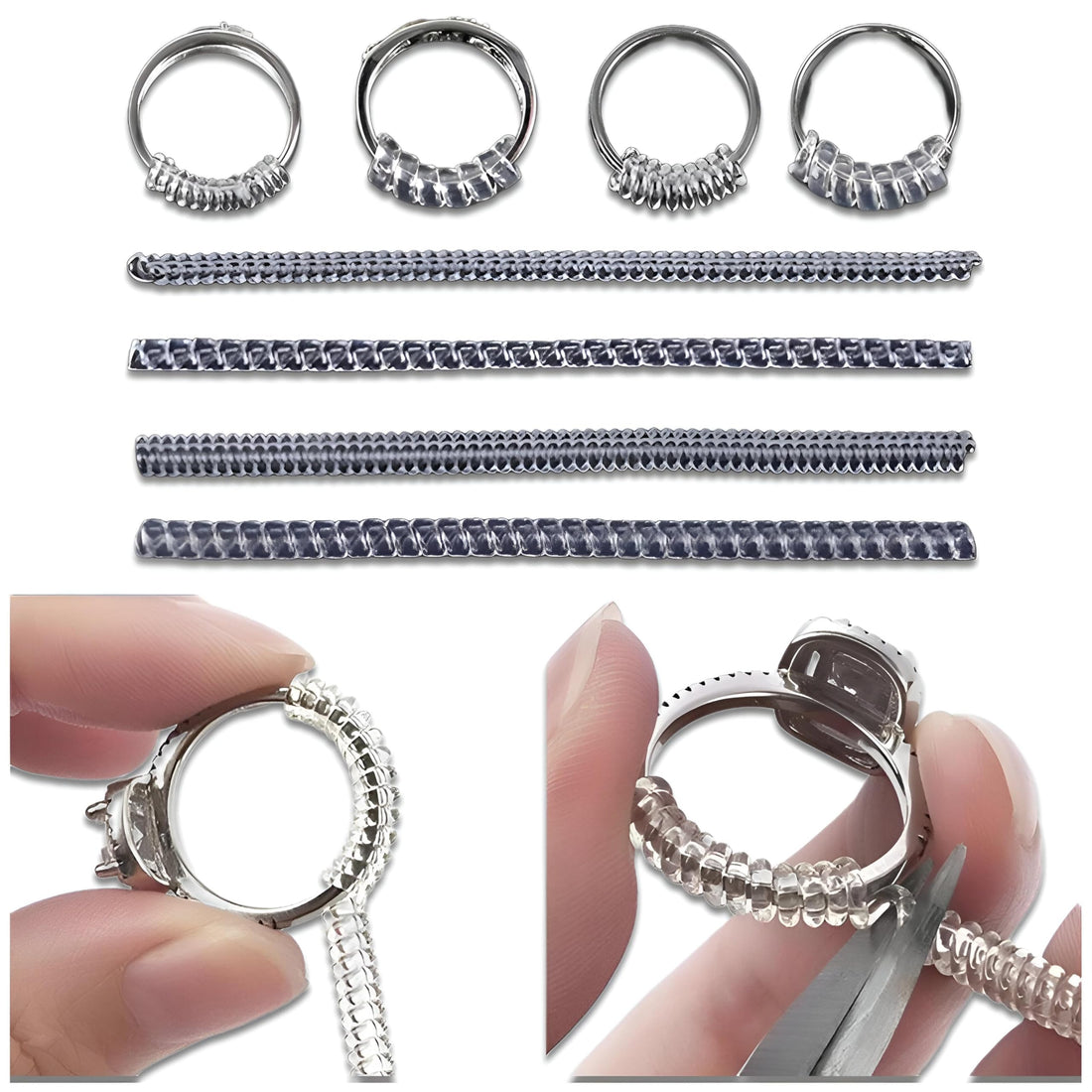 Ring Size Adjuster - Clear Silicone Tool for Loose Rings, Perfect for Both Men and Women, Available in Four Sizes for Maximum Comfort and Fit.