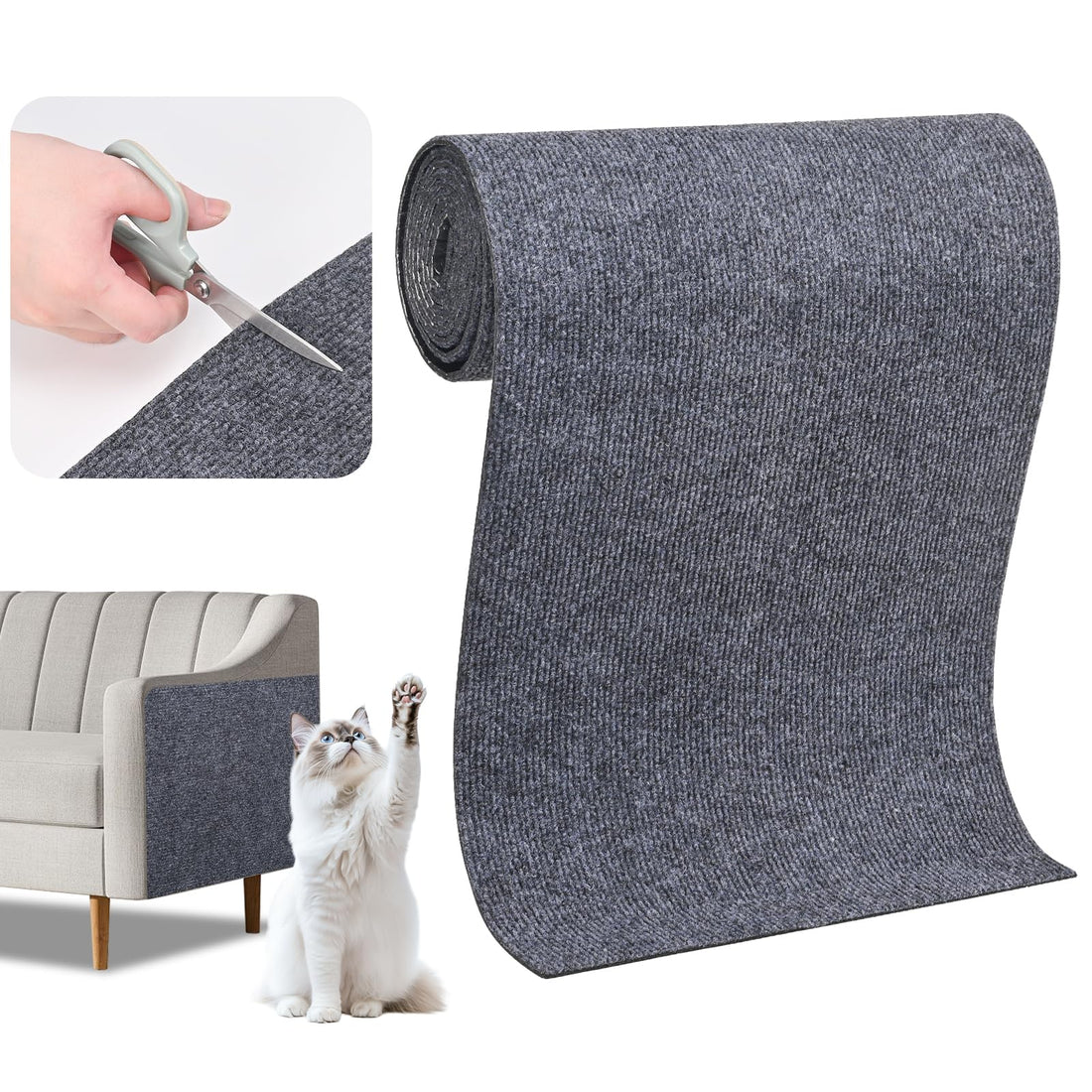 Cat Scratching Mat, Anti-Scratch Self-Adhesive Cat Scratching Mat for Sofa and Wall, Cat Scratching Mat, 40 x 200 cm, Can Be Cut to Size, Cat Scratching Board, Cat Scratching Wall, Protects Sofa