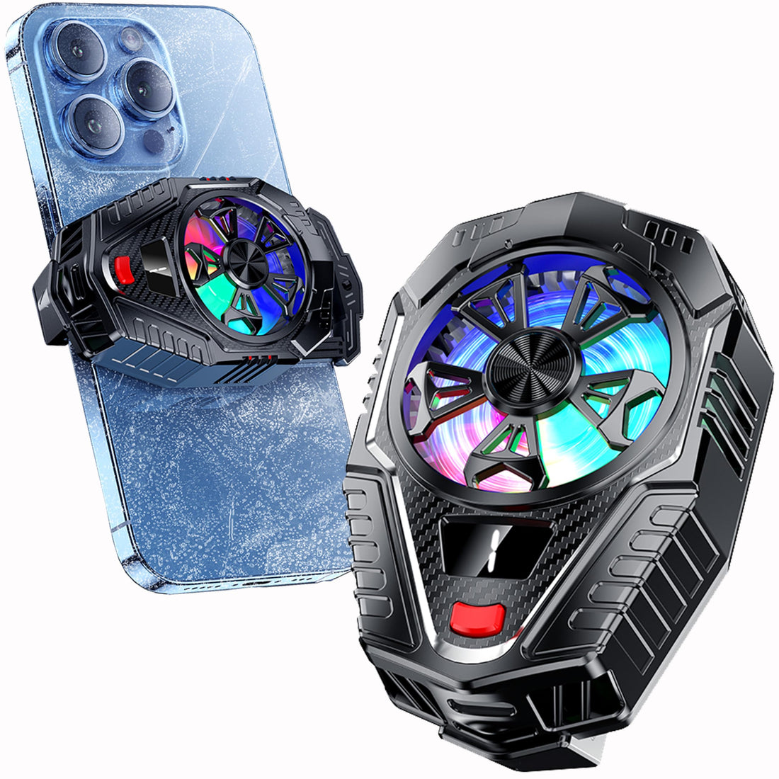 ACEDAYS Phone Cooler, RGB Phone Cooling Fan Portable Lightweight Mobile Phone Cooling Fan, Phone Radiator with Temperature Display for Mobile Gaming,Tiktok Live Streaming