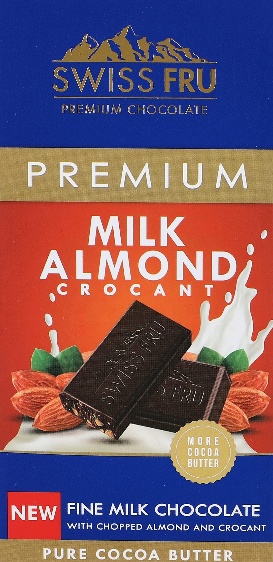 Swiss Fru Premium Milk Chocolaate Almond Crocant 80gm