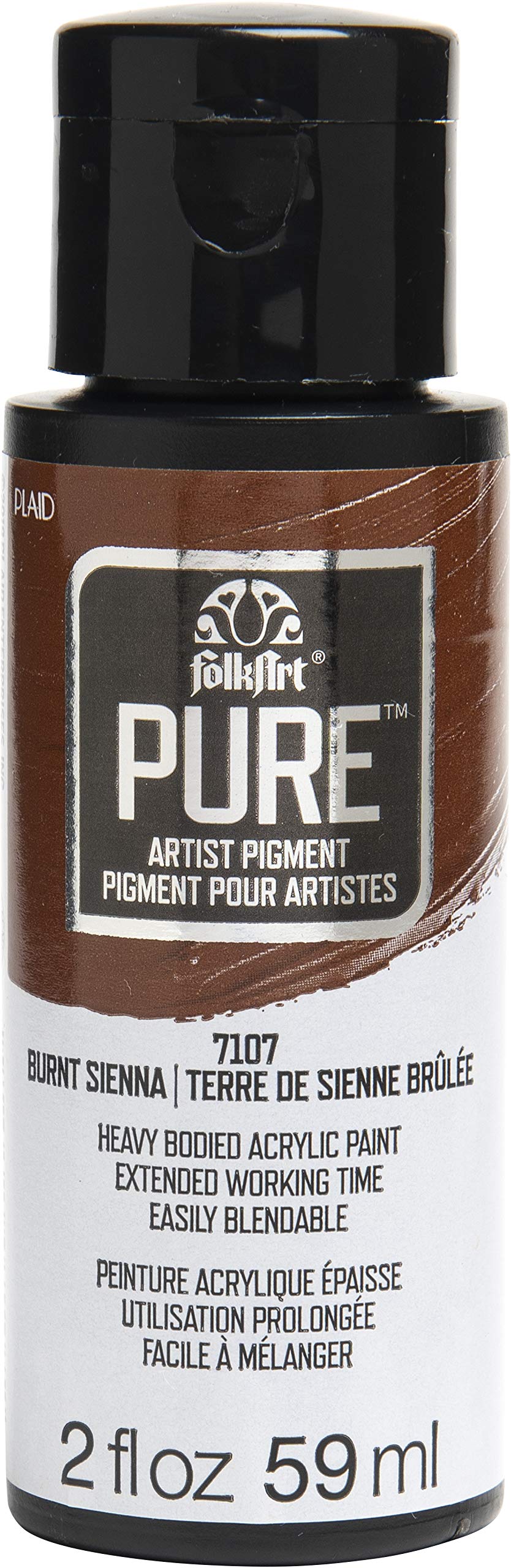 FolkArt Plaid 7107 Pure Artist Pigment Acrylic Paint 2 Oz Burnt Sienna