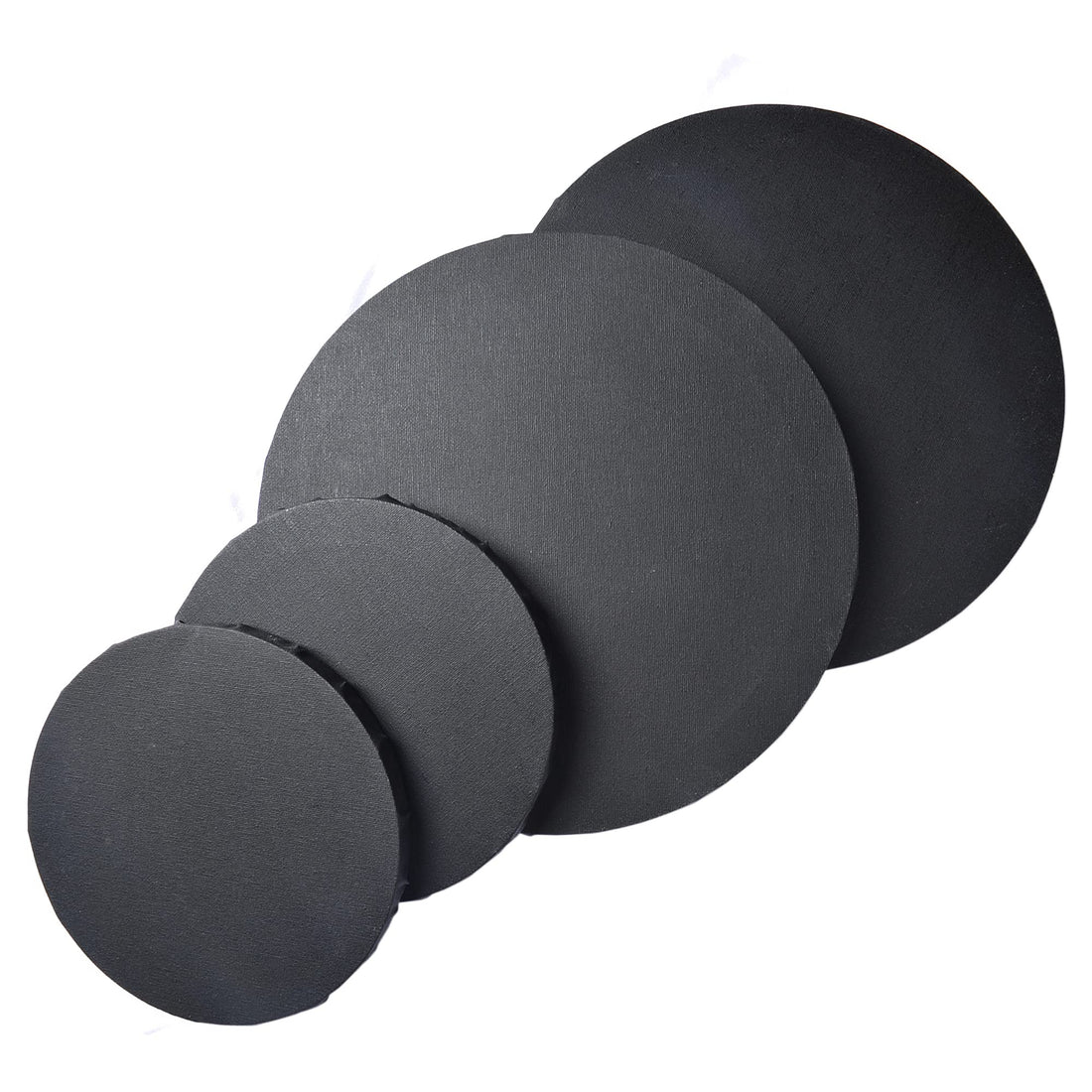 IVON 4pcs Black Round Canvas for Painting, 12'' & 8'' Stretched Circle Canvas Board for Oil Paint Acrylic Pouring