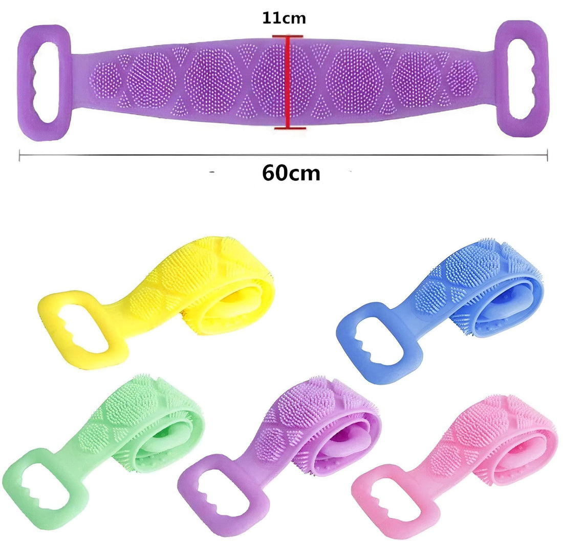 Silicone Body Scrubber - Dual-Function Bath Belt for Back Cleaning, Exfoliation, and Massage, Providing a Comfortable and Effective Spa-Like Experience at Home (2 piece of the color shown)