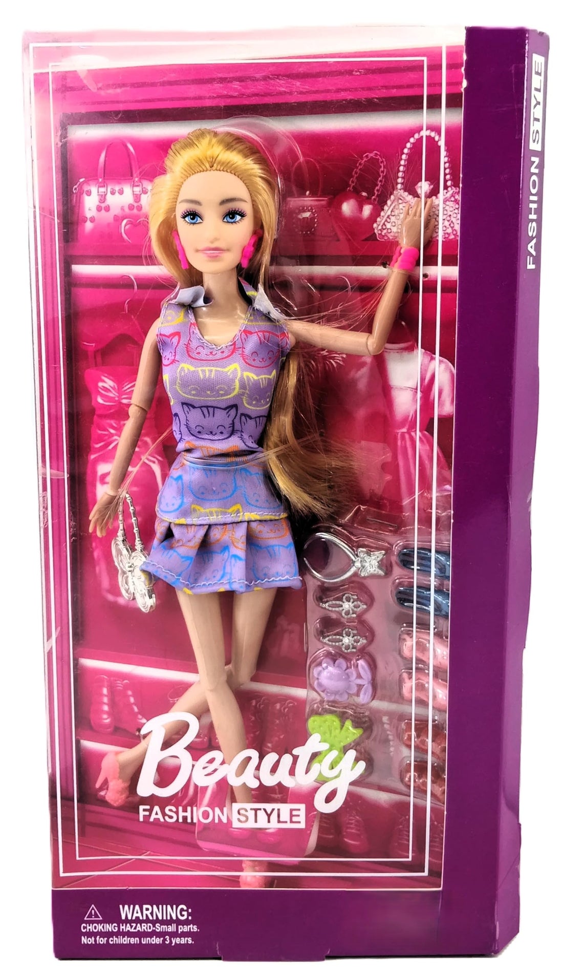 Beauty Fashion Style Doll Toy Figure, Plastic, for Girls Ages 3 and Up