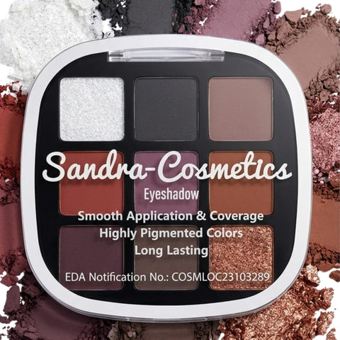 9-Color Professional Eyeshadow Palette, Nude Neutrals with Shimmer and Matte Shades, Dual-Ended Brush, Long-Lasting Formula