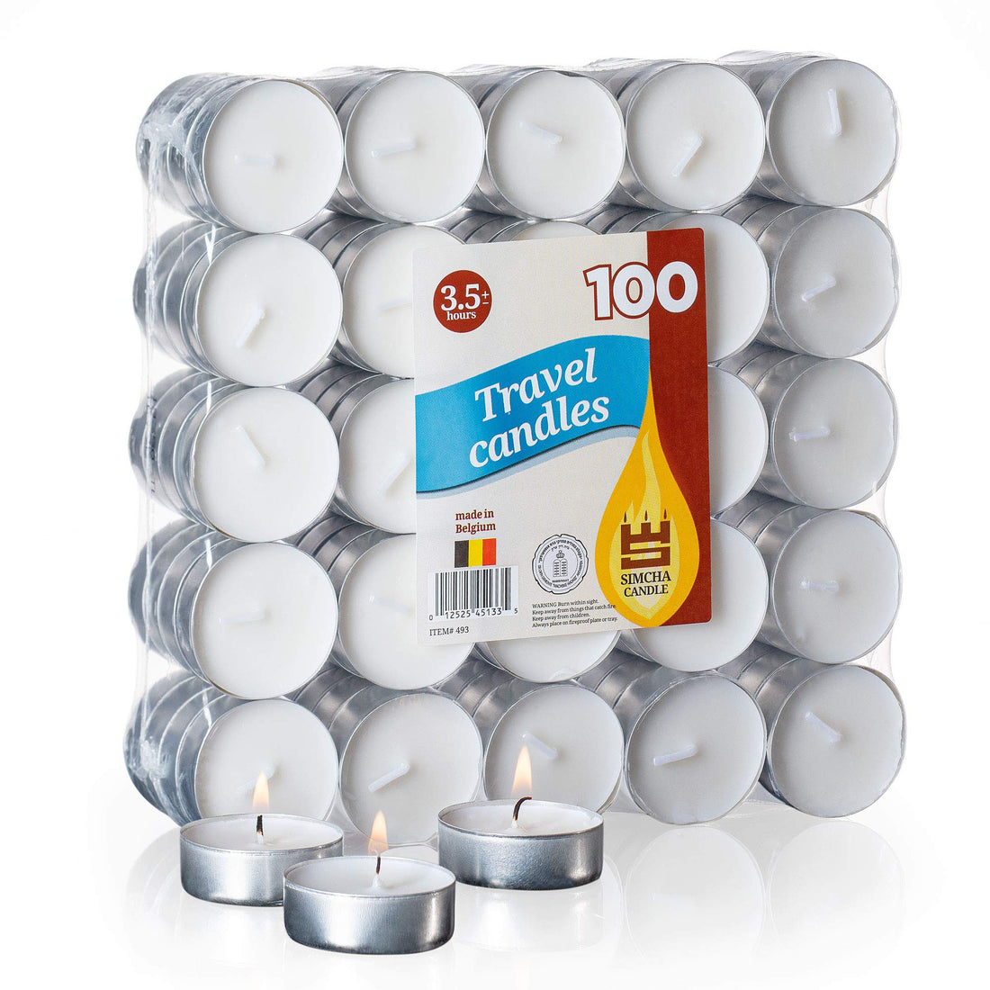 Wonka Tribello Unscented Tea Lights Candles | 100 Pack, 3.5 Hour Long Burn Time | Smokeless and Dripless White Tealight Candles | Small Tea Candles for Home, Travel, Weddings, Shabbat, & Emergencies