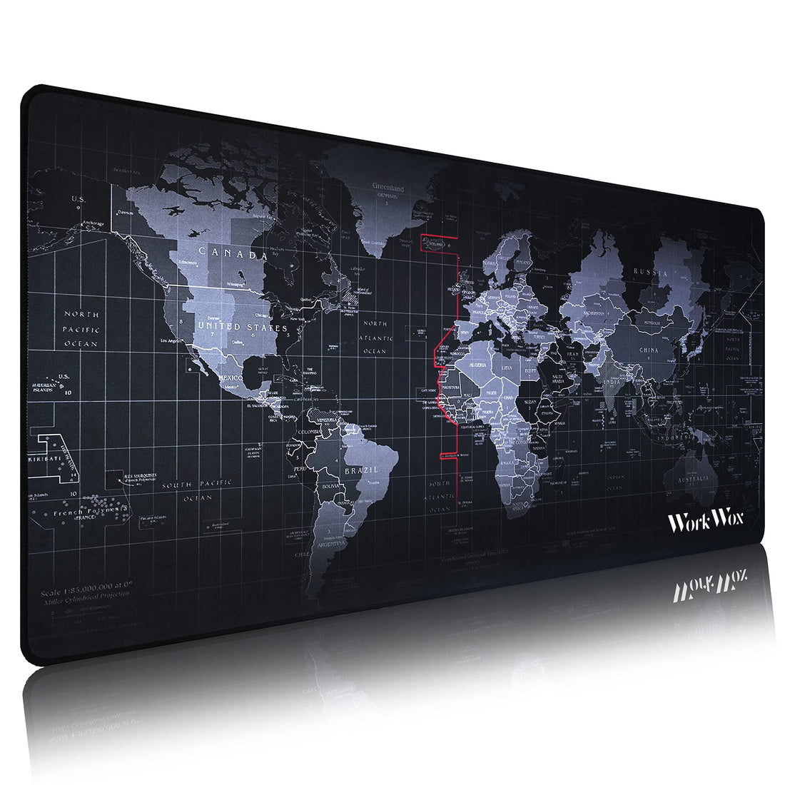 Gaming Mouse Pad (900x400x2mm) Anti-Skid Extended Large World Map Keyboard and Mouse Pad (Size: XXL) (Gray)