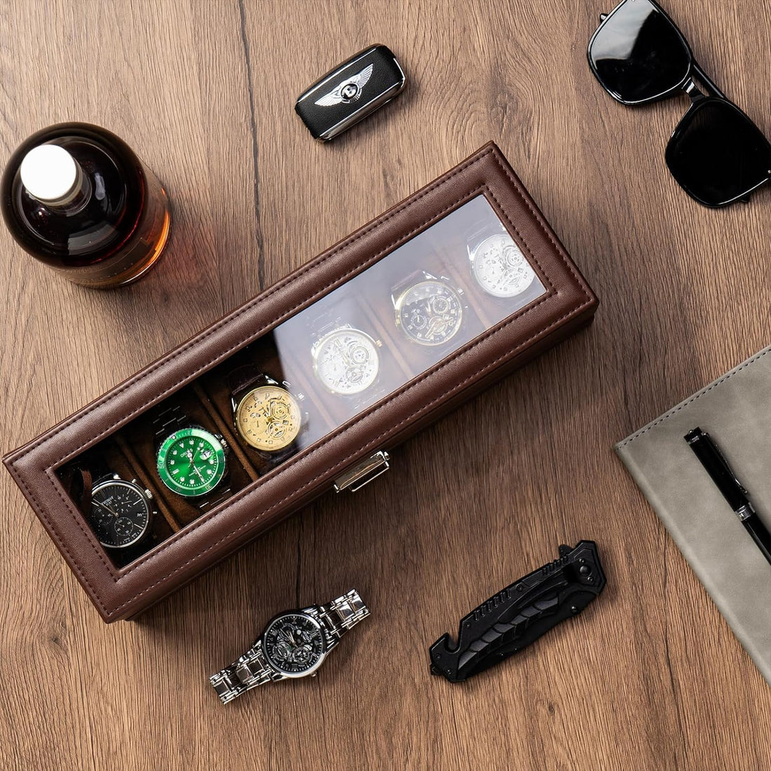 Genuine Leather 6 Watch Box