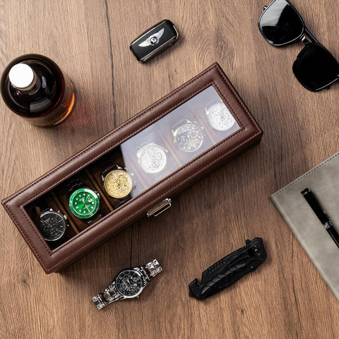 Genuine Leather 6 Watch Box