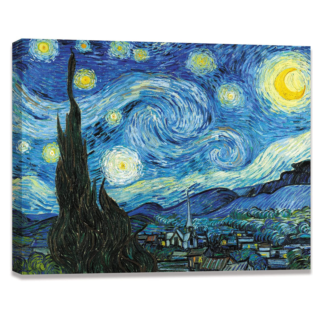 KISSWEN Starry Night Van Gogh Canvas Wall Art Retro Abstract Posters Prints for Room Decor Aesthetic 12x16Inch Framed