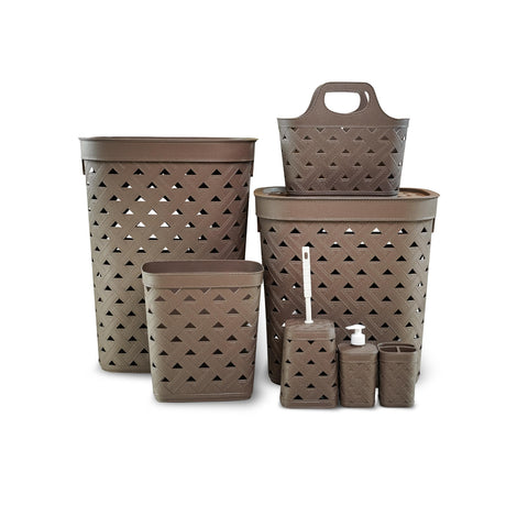 Aksa Leather Set 7 Pieces Brown