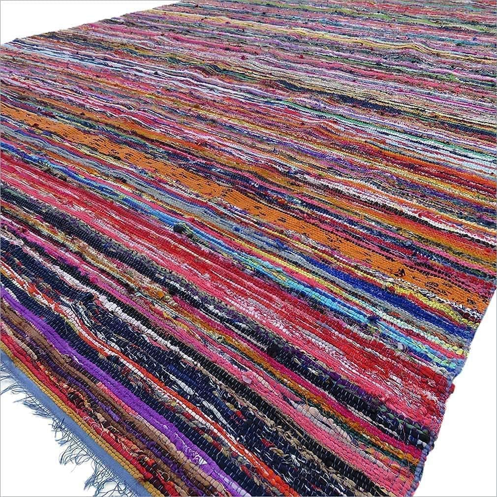 Egypt Antiques Egyptian Cotton Handmade Kilim Area Rug, 140 cm x 200 cm Size, Multicolor