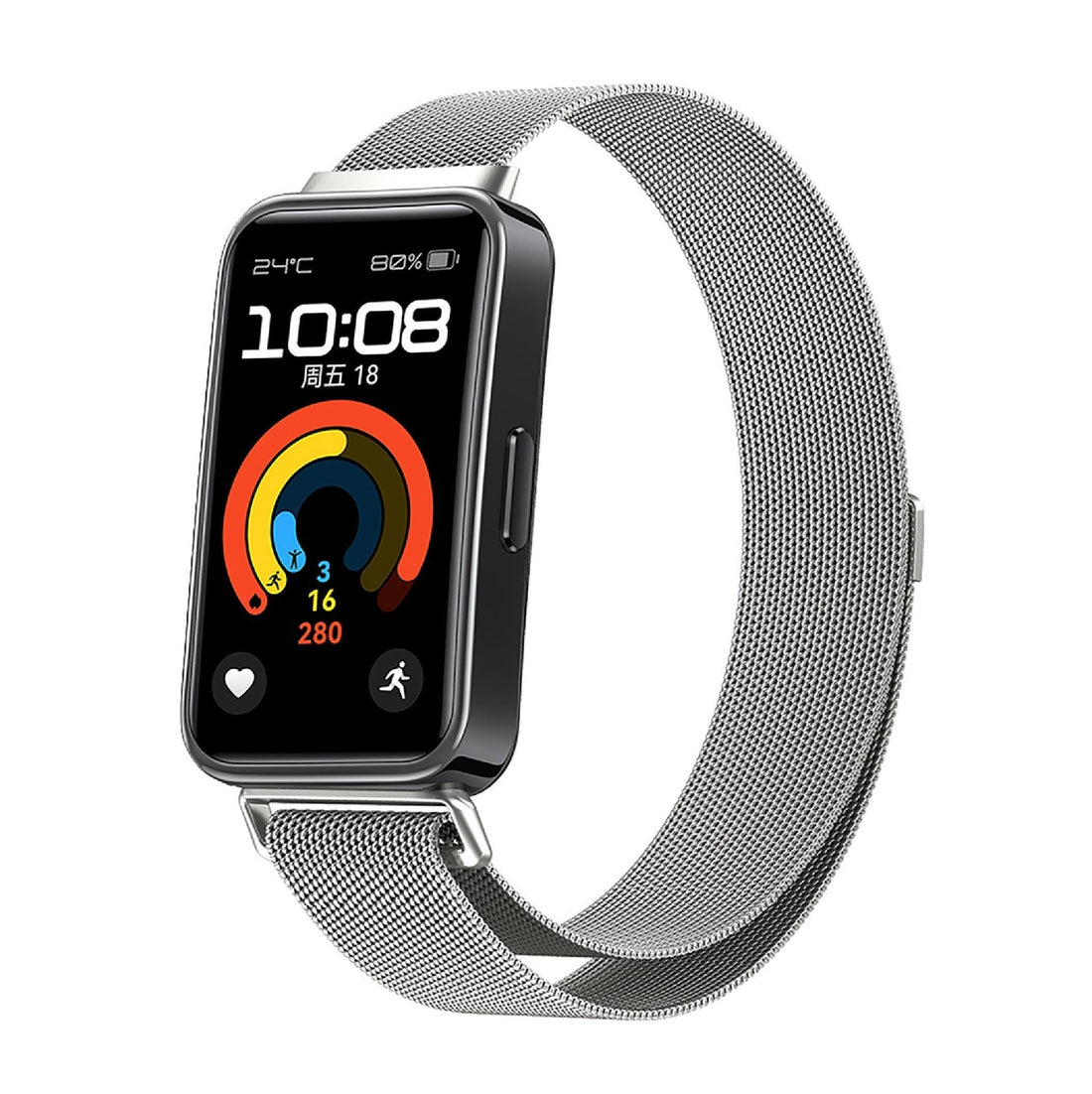 GIOPUEY Bands Compatible with Huawei Band 9, Braided Stainless Steel Bracelet [Magnetic] - Silver