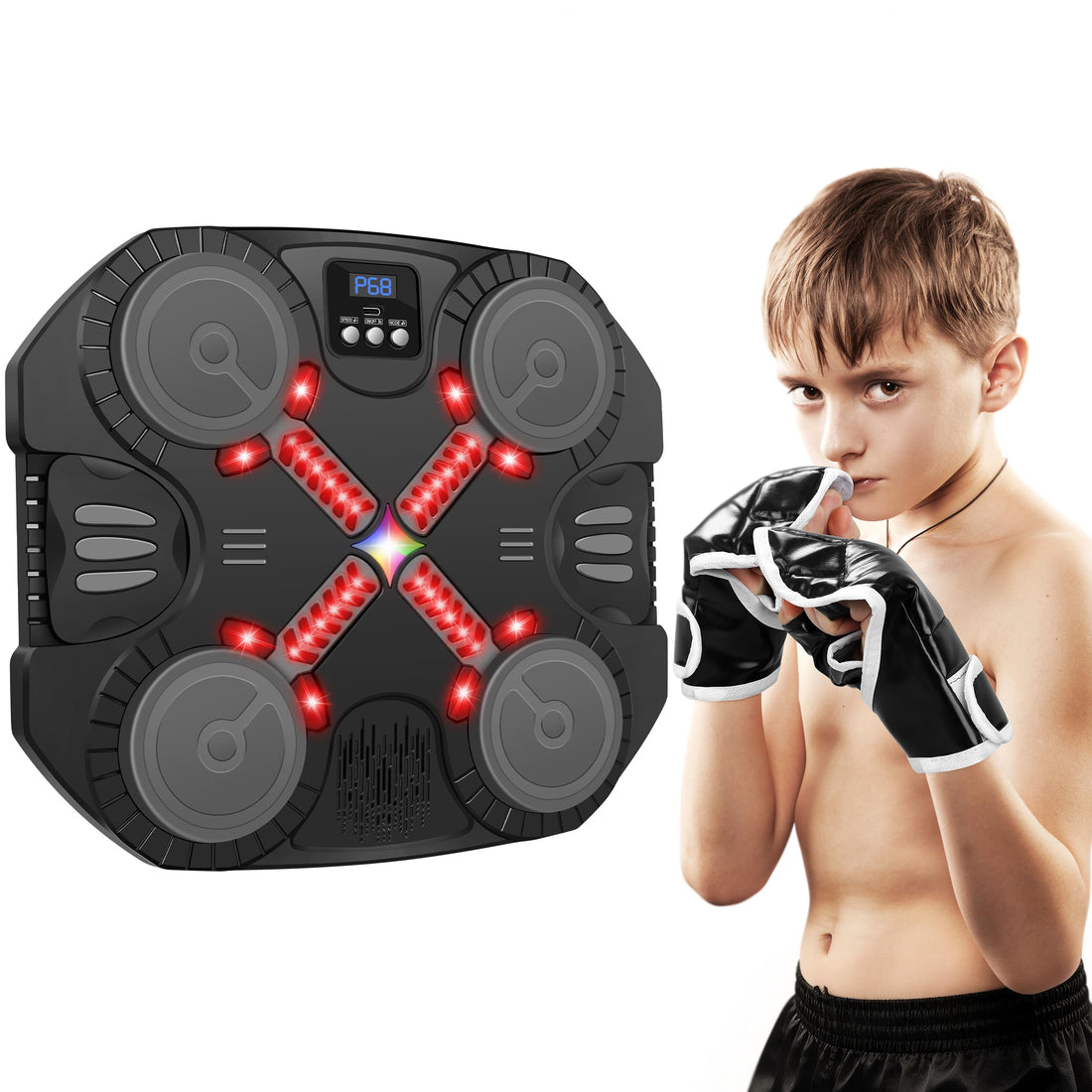 Music Boxing Machine Sport Toys for Kids and Adults,Wall Mounted Bluetooth Smart Punching Target,Training Pad Toy with Boxing Glove,Ideas Toys for Boys Girls Kids 3 4 5 6 7 8 9 10 11 12+ Years Old