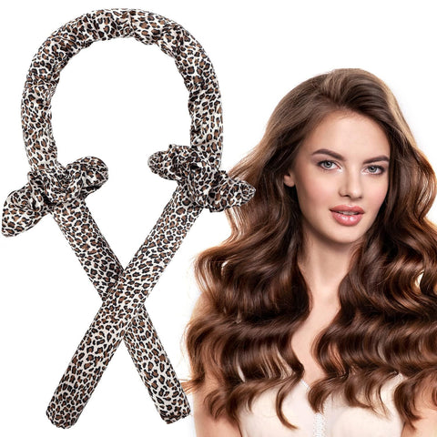 Heatless Curls, No Heat Curling Headband, Heatless Hair Curler, Satin Heatless Curling Set Long Hair, Heatless Hair Curler Rod Headband, Overnight Hair Curler Headband, Hair Curling Wrap Black Leopard