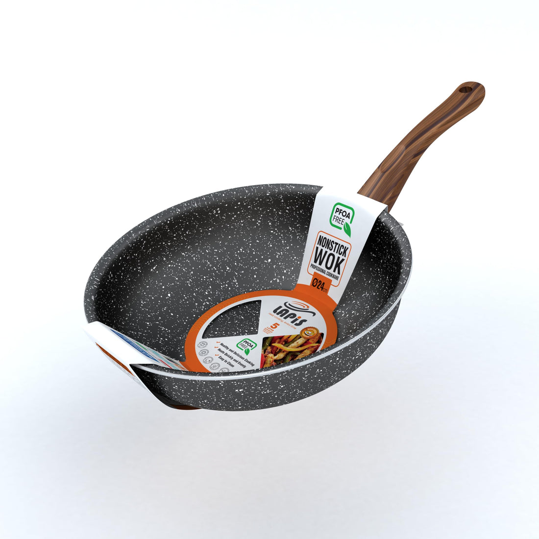 LAPIS Granite Deep Frying Pan Size 24 cm Black 1 Piece