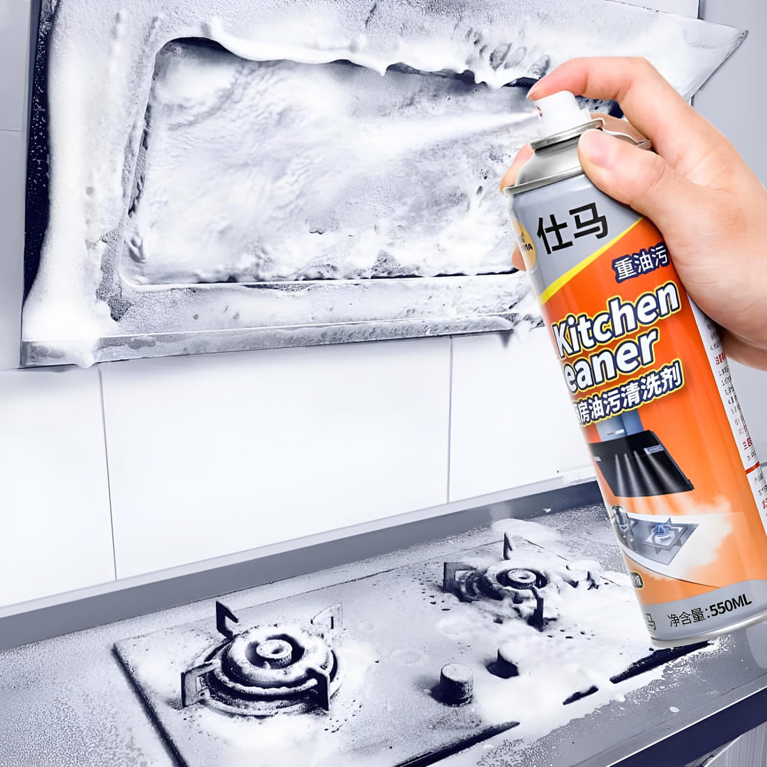 Cleaner-Degreaser Spray- Advanced foaming spray for kitchen cleaning. Effectively deals with oil, dirt and flue build-up. The multi-purpose solution ensures deep cleaning and removes stubborn stains w