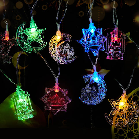 Aitsite Ramadan Decorations String Lights, 9.84Feet 20LEDs Colorful Eid Al Adha Decorations Lights, Battery Operated Eid Mubarak Lights for Ramadan Decoration, Indoor, Outdoor