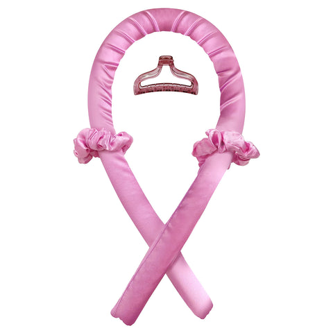 Heatless Curling Iron - Satin & Rubber Material - Creates Beautiful Curls Overnight - No Heat Required, Pink