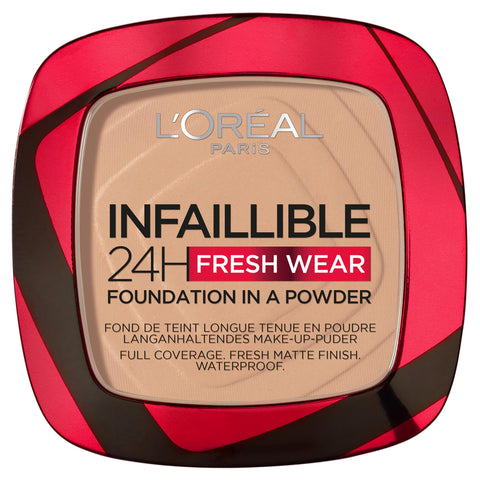 L’Oréal Paris Infaillible 24H Fresh Wear Foundation in a Powder - Waterproof, Full Matte Coverage Transferproof Makeup - 120 Vanilla