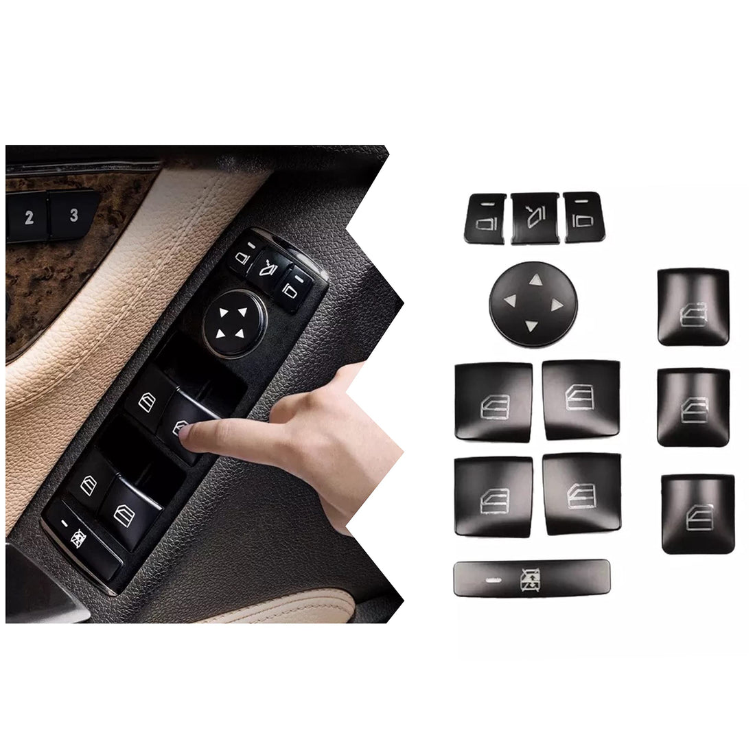 Compatible with Mercedes Benz Door Armrest Window Glass Button Cover
