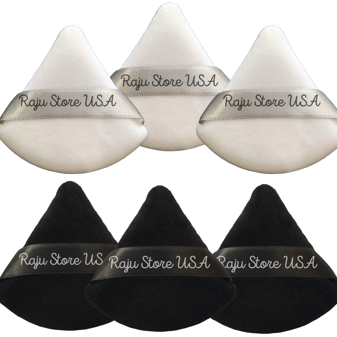 6 Pieces Powder Puff Face Soft Triangle Makeup Puff for Loose Powder Body Powder, Wedge Shape Velvet Cosmetic Sponge for Contouring, Under Eyes and Corners, Beauty Makeup Tools (Black and white)