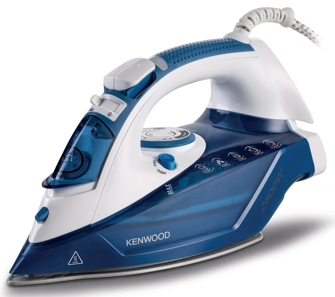 Kenwood Steam Iron 2600 Watts, Steam Shot Up to 140g, Steam emission 45g/min, Anti drip and Anti calc, STP75.000WB - International Warranty