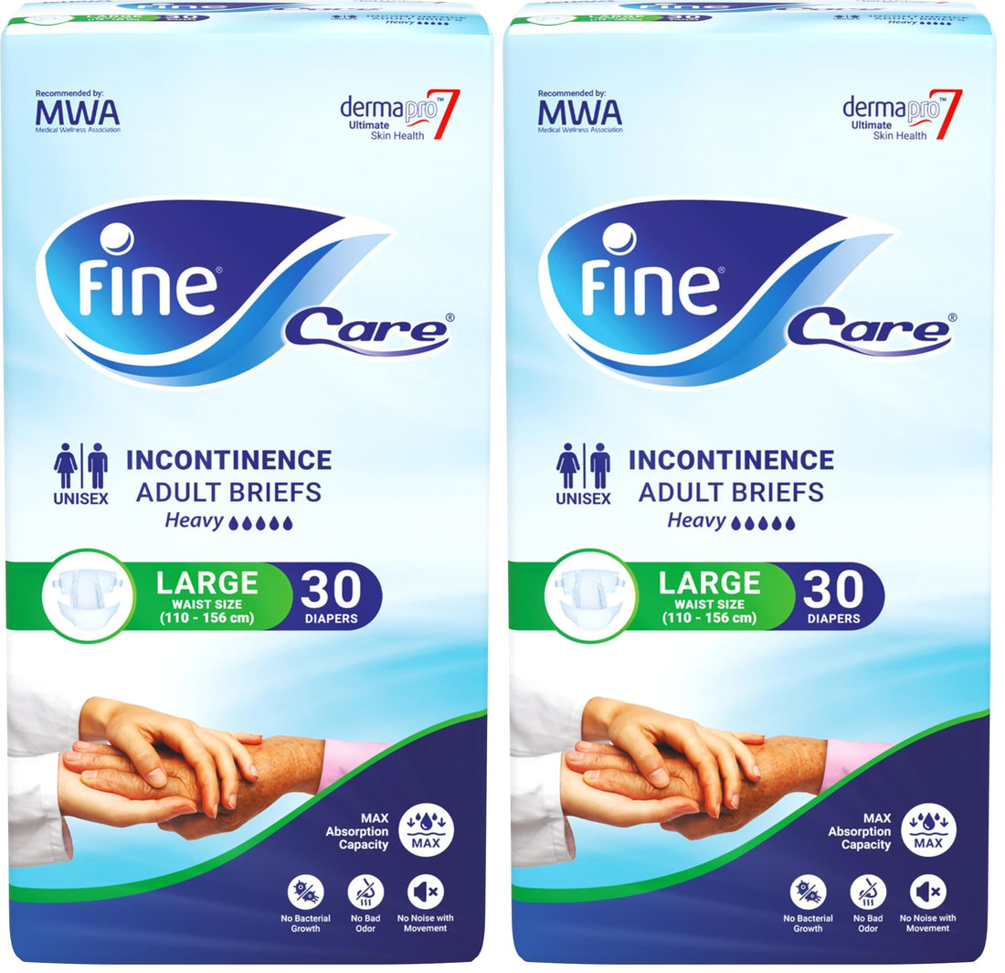 Fine Care Incontinence Adult Diapers breifs, Large Size,Waist 110-156 cm, Count 30 (Pack of 2)