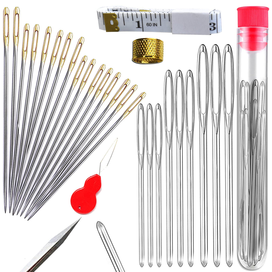 Orrdice Large Eye Stainless Steel Embroidery Needles, Handmade Yarn Knitting Needles