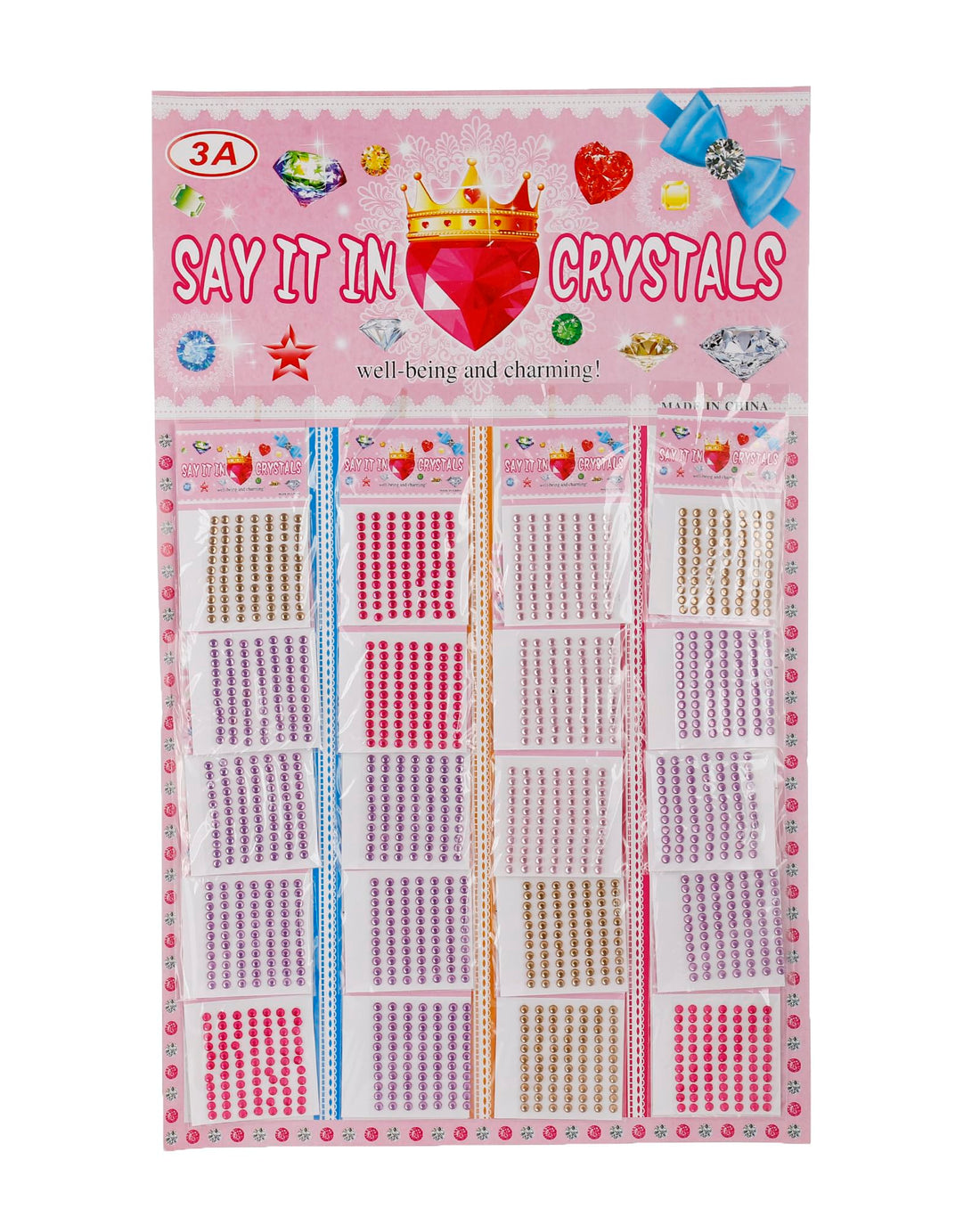 3A 21915-9 Crystal Plastic Sticker Set Of 20 Pieces For Girls - Multi Color